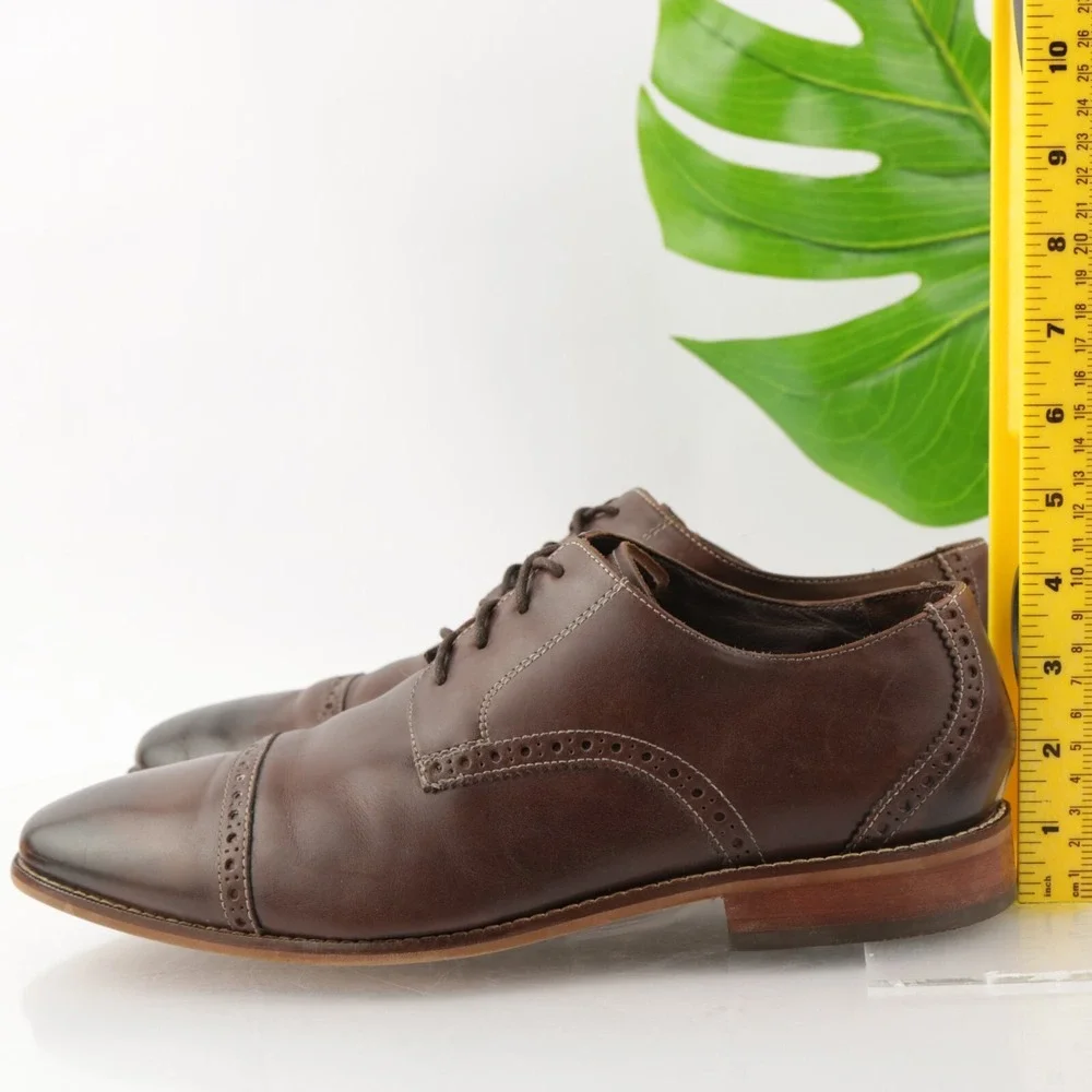 Florsheim Mens Castellano Oxford Size 10 WIDE 3E Brown Leather Derby Dress Shoes